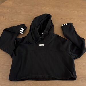 Adidas Black Hoodie with White Stripes